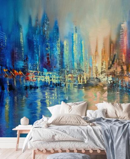 colourful abstract city wallpaper