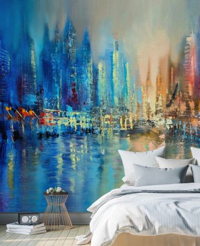 colourful abstract city wallpaper