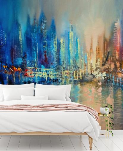 colourful abstract city wallpaper