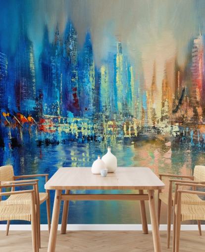 colourful abstract city wallpaper