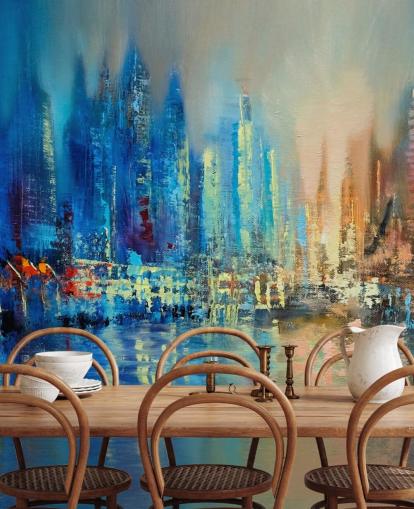 colourful abstract city wallpaper