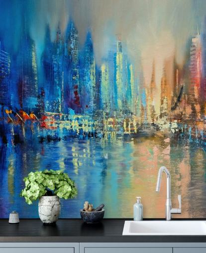 colourful abstract city wallpaper
