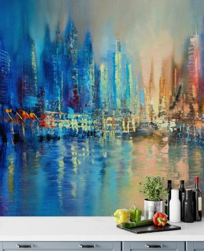 colourful abstract city wallpaper