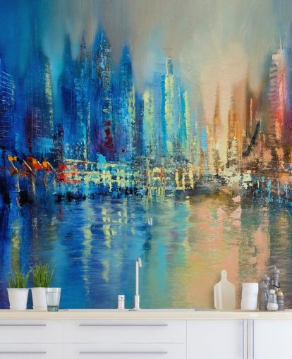 papel de parede colorido cidade abstrata