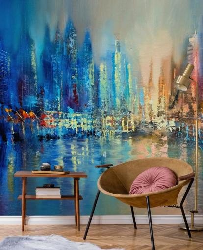 colourful abstract city wallpaper