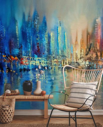 colourful abstract city wallpaper