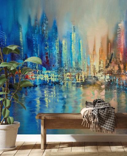 papel de parede colorido cidade abstrata