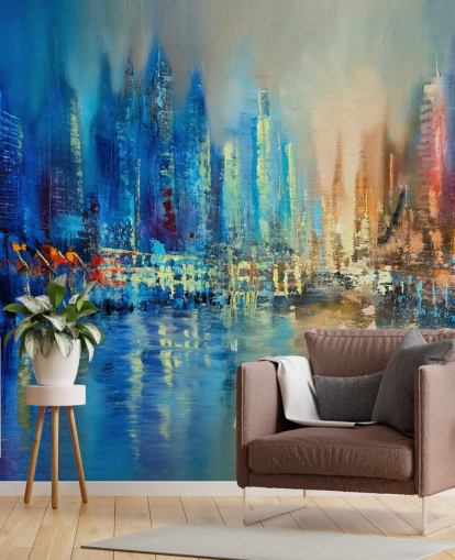 colourful abstract city wallpaper