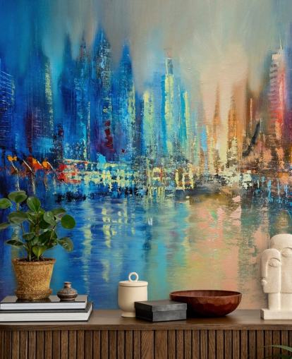 colourful abstract city wallpaper