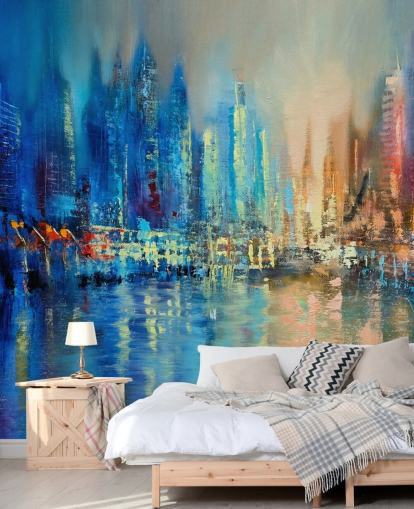 colourful abstract city wallpaper