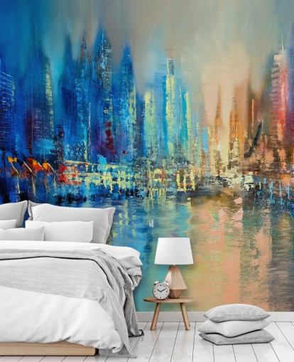 colourful abstract city wallpaper