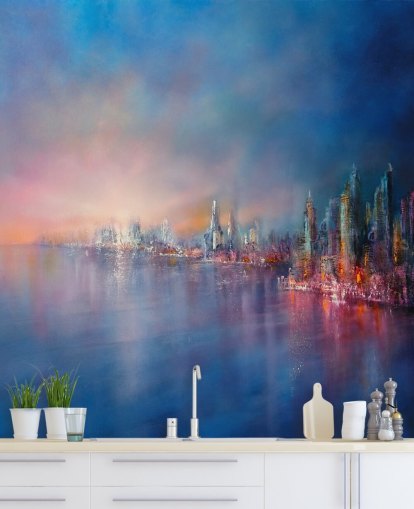 papel de parede abstrato azul e rosa da cidade papel de parede abstrato azul e rosa da cidade