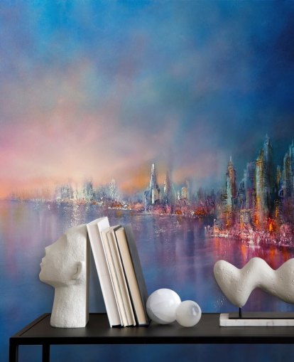 blue and pink city sky abstract wallpaper blue and pink city sky abstract wallpaper