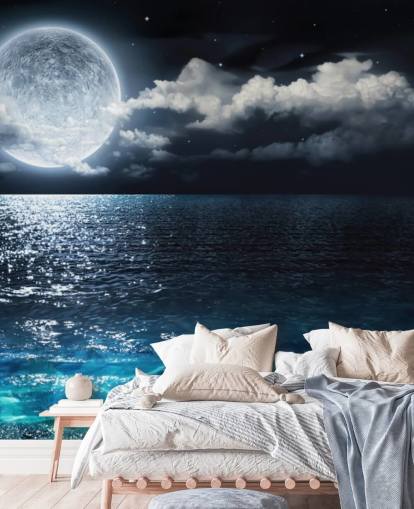 Papier Peint Lune et Océan