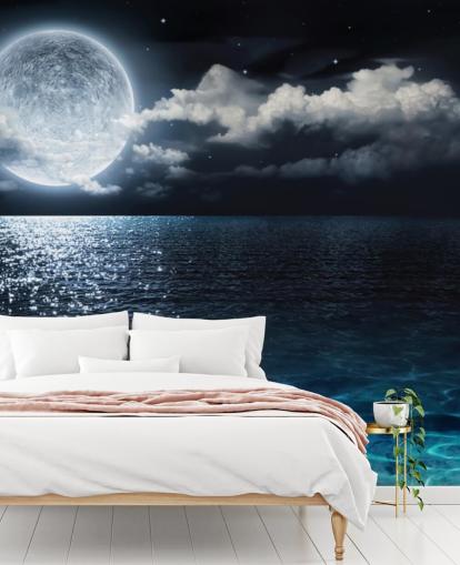 Papel de Parede Lua e Oceano Papel de Parede Lua e Oceano