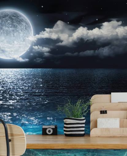 Moon and Ocean Wallpaper