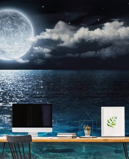 Moon and Ocean Wallpaper