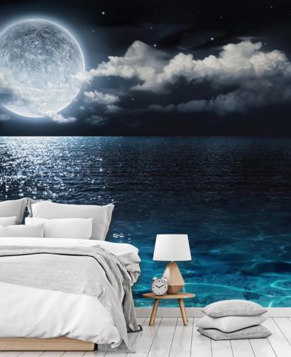 Papier Peint Lune et Océan