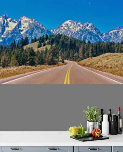 yellow lined road to blue mountain range wallpaper yellow lined road to blue mountain range wallpaper