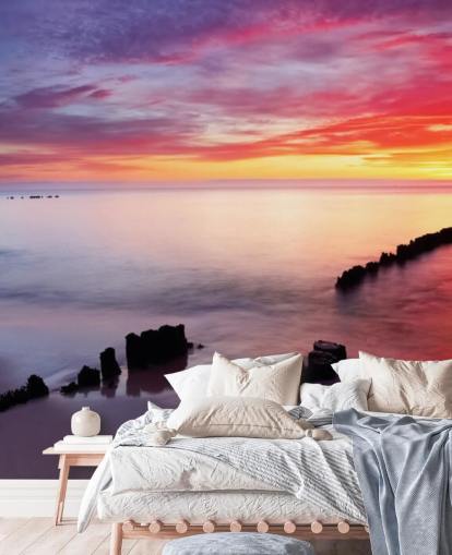 Papier Peint Coucher de Soleil Rose et Violet en Pologne