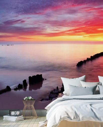 Papel de parede rosa e roxo Sunset Beach na Polônia Papel de parede rosa e roxo Sunset Beach na Polônia