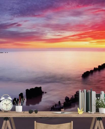Pink and Purple Sunset Beach in Poland Wallpaper