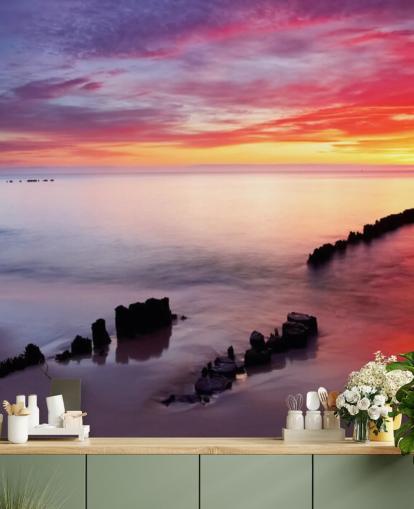 Pink and Purple Sunset Beach in Poland Wallpaper Pink and Purple Sunset Beach in Poland Wallpaper