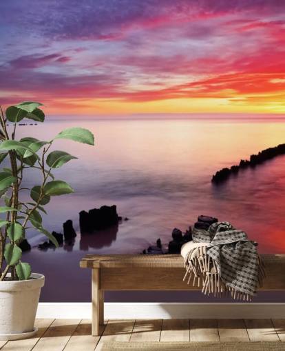 Carta da parati rosa e viola Sunset Beach in Polonia