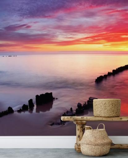 Pink and Purple Sunset Beach in Poland Wallpaper Pink and Purple Sunset Beach in Poland Wallpaper
