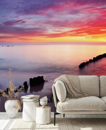 Pink and Purple Sunset Beach in Poland Wallpaper Pink and Purple Sunset Beach in Poland Wallpaper