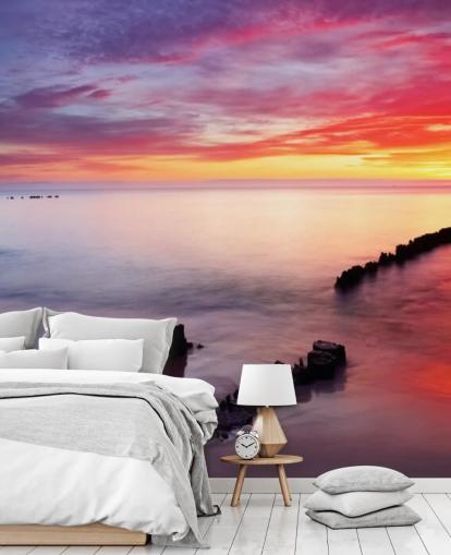 Pink and Purple Sunset Beach in Poland Wallpaper
