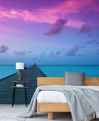 Purple and Pink Sunset Sky by Beach Wallpaper