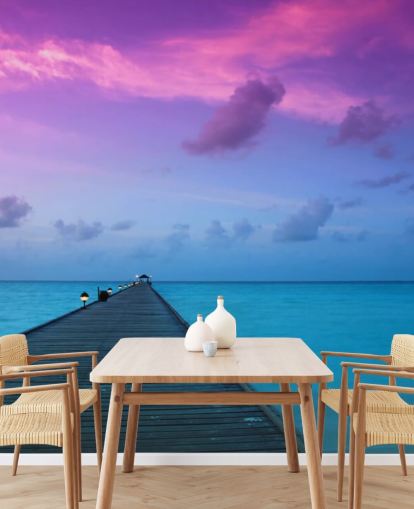 Purple and Pink Sunset Sky by Beach Wallpaper