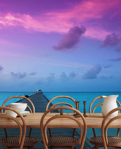 Fondo de pantalla de cielo de atardecer morado y rosa por playa Fondo de pantalla de cielo de atardecer morado y rosa por playa