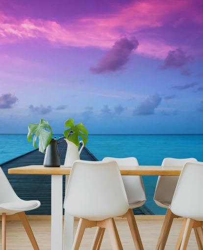 Purple and Pink Sunset Sky by Beach Wallpaper Purple and Pink Sunset Sky by Beach Wallpaper