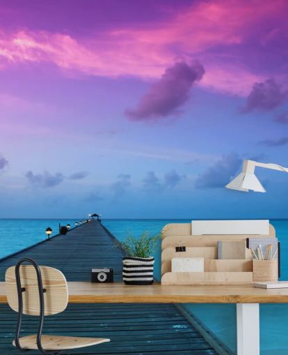 Paarse en roze Sunset Sky by Beach Wallpaper Paarse en roze Sunset Sky by Beach Wallpaper