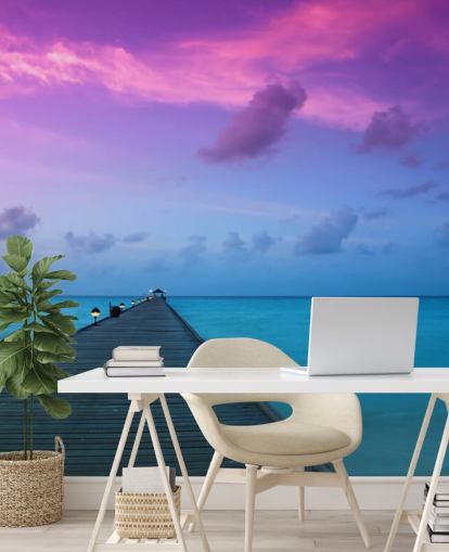 Purple and Pink Sunset Sky by Beach Wallpaper