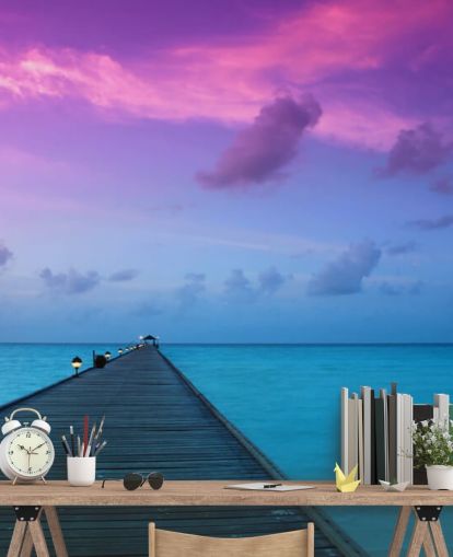 Purple and Pink Sunset Sky by Beach Wallpaper