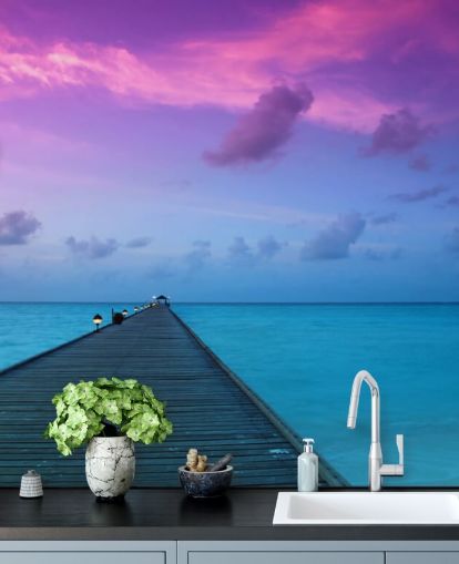 Lila und rosa Sonnenuntergang Himmel von Beach Wallpaper