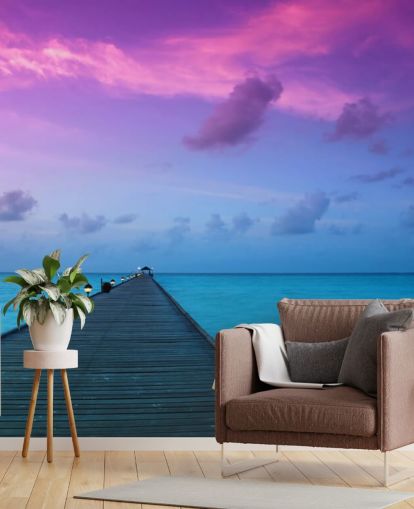 Carta da parati viola e rosa Sunset Sky by Beach