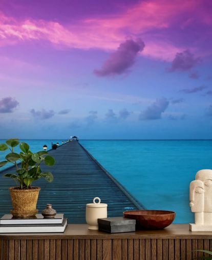 Purple and Pink Sunset Sky by Beach Wallpaper