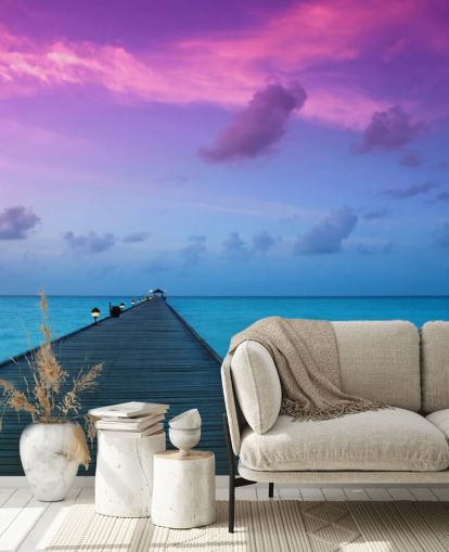 Purple and Pink Sunset Sky by Beach Wallpaper Purple and Pink Sunset Sky by Beach Wallpaper