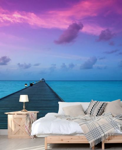 Purple and Pink Sunset Sky by Beach Wallpaper