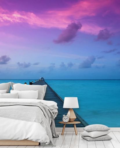 Purple and Pink Sunset Sky by Beach Wallpaper Purple and Pink Sunset Sky by Beach Wallpaper