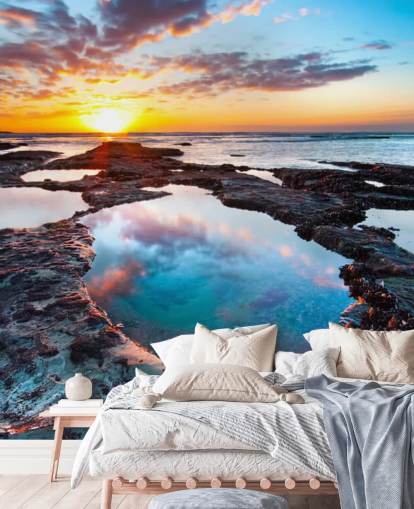 Klippig Beach Sunset Bakgrund