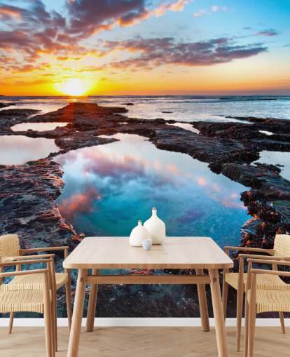 Rocky Beach Sunset Wallpaper