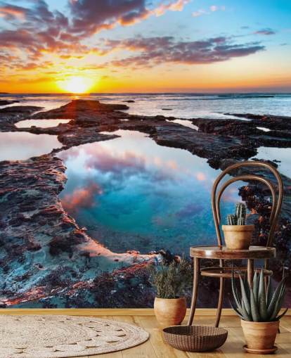 Rocky Beach Sunset Wallpaper