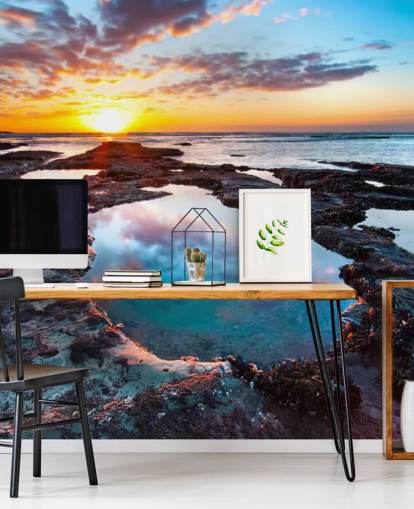 Rocky Beach Sunset Behang