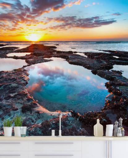Rocky Beach Sunset Behang