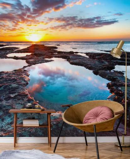 Papel de Parede Rocky Beach Sunset Papel de Parede Rocky Beach Sunset